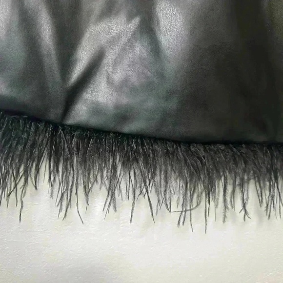 Forcynthia Sleeveless Feather Trim PU Mini Dress size S - Picture 6 of 8